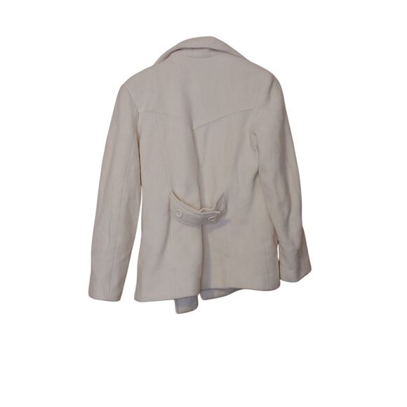 Anne Klein Size Small White Peacoat Wool Rayon Button Coat Pockets Classy - Picture 2 of 10